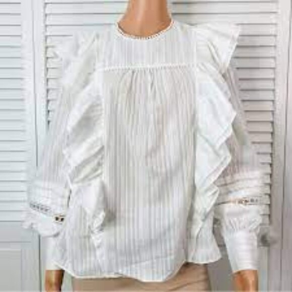 Ted Baker double frill white ruffled blouse - Picture 4 of 4